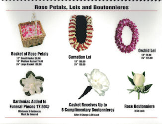 Rose Petals, Leis and Boutonniers